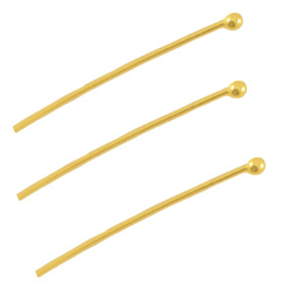 DQ metalen nietstiften met bolletje 25mm Goud (nikkelvrij), 10 stuks