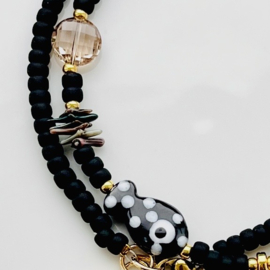 Ocean bamboo kralen 3-12mm, Coral Brown-Black 20 st.