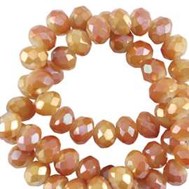 Top facet kraal 8x6mm Shiny orange-pearl shine coating, 20 st.