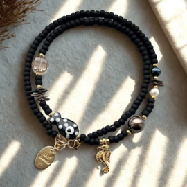 Miyuki rocailles 6/0 Matte black, 10 gram