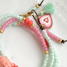 Wikkel armband leer Buddha
