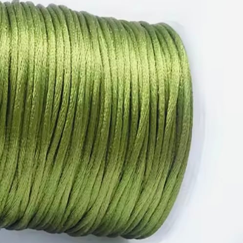 Satijn koord 2mm Green, 1 meter