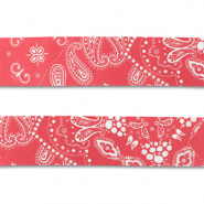 Bandana lint Paisley print Dark Pink-White, 3 meter aan 1 stuk