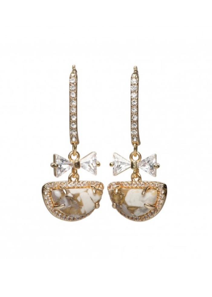 Oorhaak Strass 30x2mm transparant / goud, 2 stuks