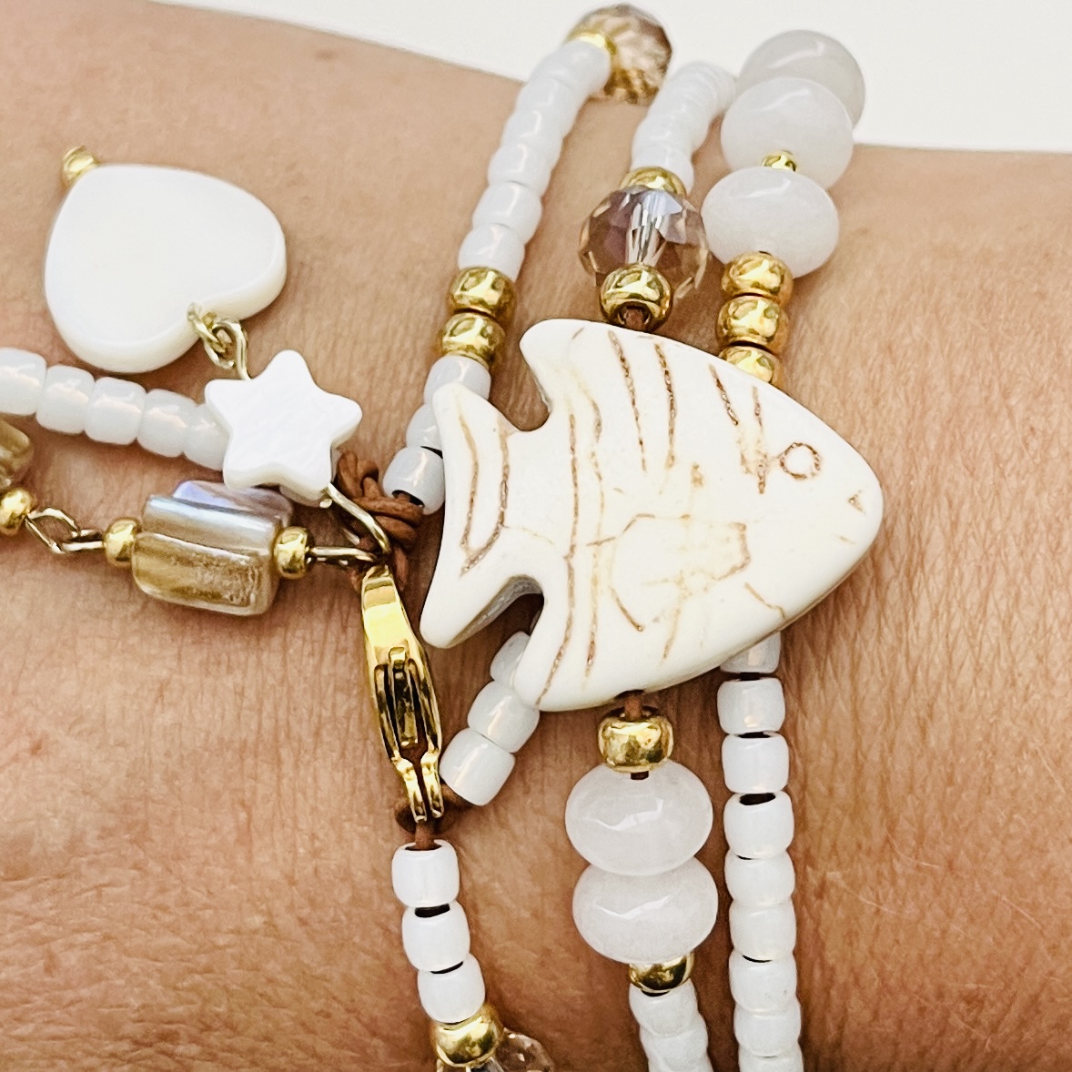 DIY pakket Vis armband Wit