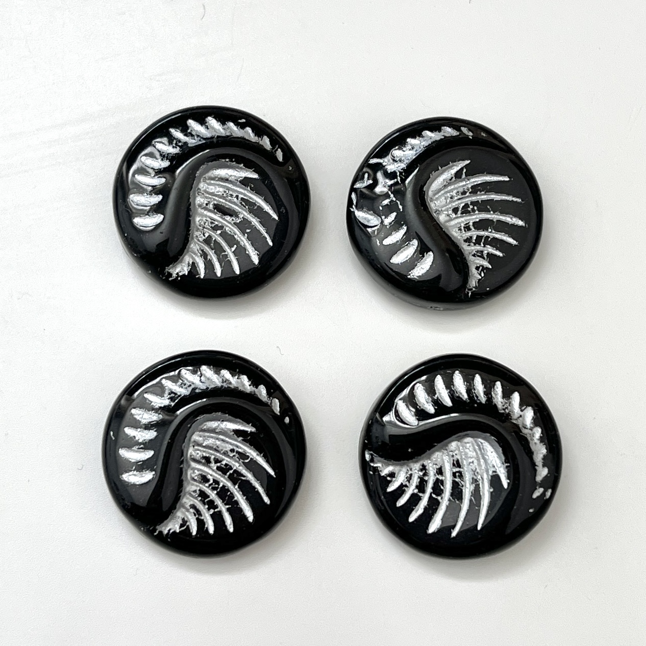 Fossil coin Black - White 19mm, 1 stuk