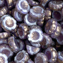Hawaiian Flower Beads Amethyst-Metallic copper, 4 stuks