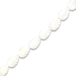 Schelp kralen blad Off white, per stuk