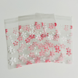 Inpakzakje plastic Cherry bloesem Pink, 10 stuks