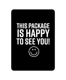 Wenskaart This Package Is Happy To See (Zwart/Wit), per 5 stuks