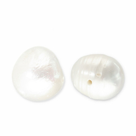 Zoetwaterparels rond Natural white 9x9.5mm, per stuk