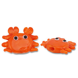 Handgeschilderde glaskralen krab Orange-black-white. per stuk