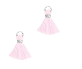 Kwastjes 1.2cm Zilver-country pink, 1 stuk