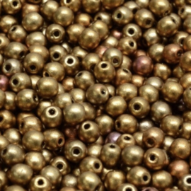 Round druck beads 3mm Metallic mix gold, 10 gram