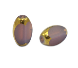 Ovale facet kraal 5x7mm Heather purple transparent-gold, per stuk