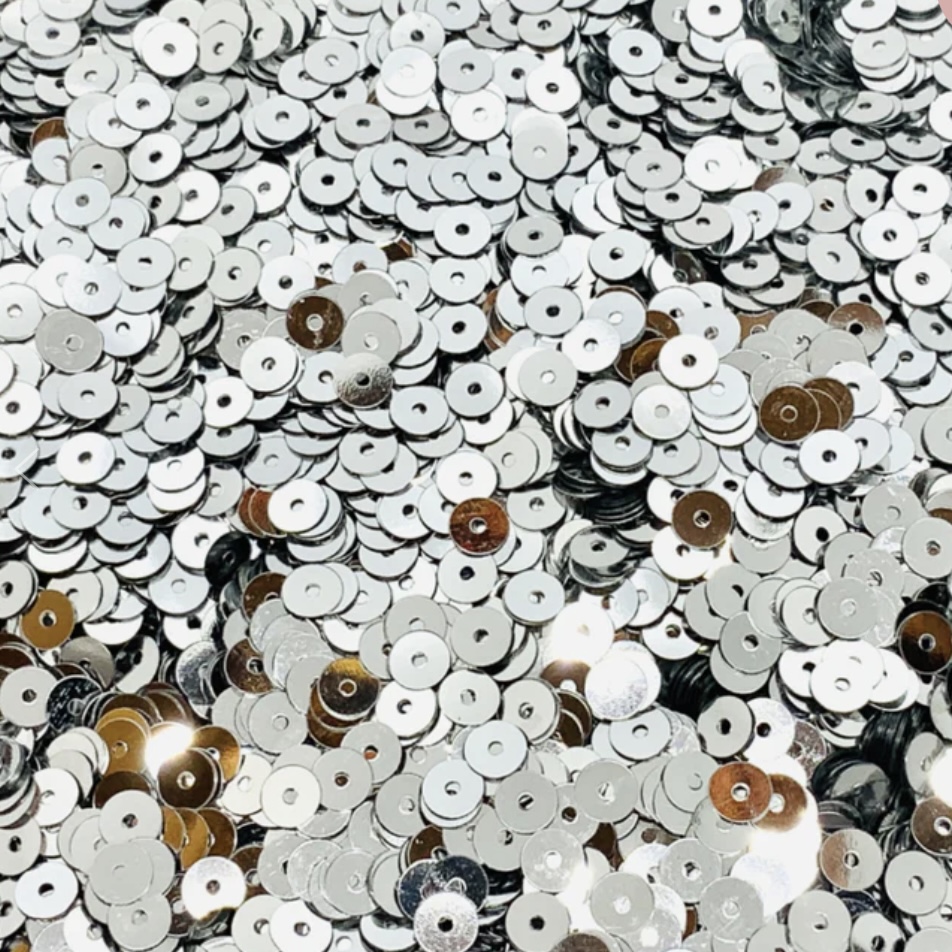 Pailletten Zilver metallic 5mm, 20 stuks