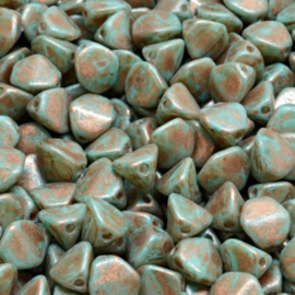 Pinch Beads 7x7mm Turquoise Rose gold, 10 gr (c.a. 60 st.)