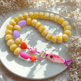 DIY pakket statement ketting + optie kralenvisje I don't like Pink