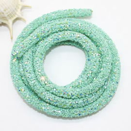 Rubber met glitter AB Turquoise, 50 cm