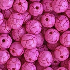Round druck beads 6mm Pink-Red, 10 gram c.a. 40 st.