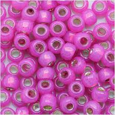 TOHO 6/0 Silver-Lined Milky Hot pink, 10 gram