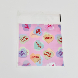 Inpakzakje plastic Heart candy, 10 stuks