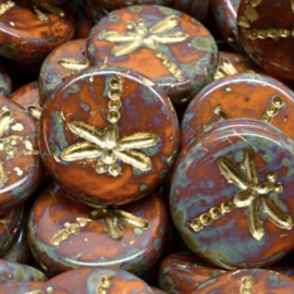 Dragonfly Picasso Copper 17mm, 4 stuks