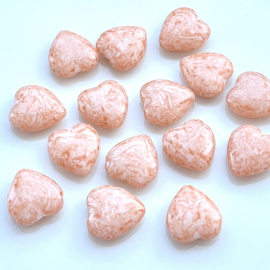 Heart beads 15x16mm Peach, 4 stuks