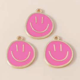 Bedels  metaal Smiley Pink-Goud, 1 stuk