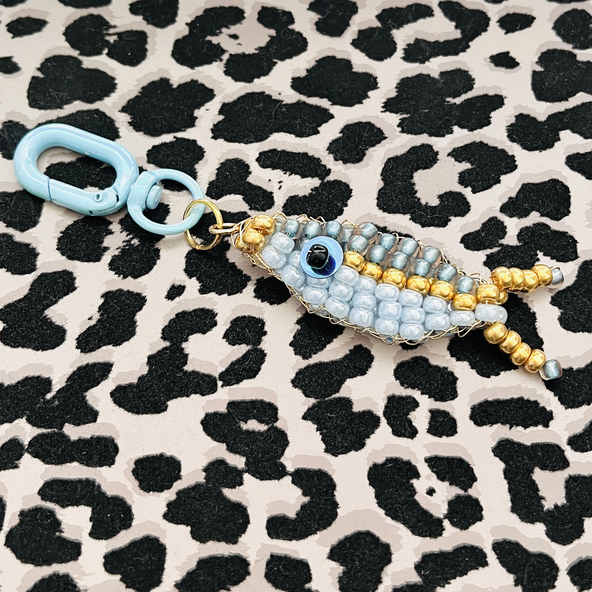 sleutelhanger ovaal Light blue-AB coating