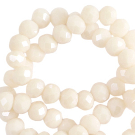 Facet kralen 4x3 mm disc Pristine beige-pearl shine coating, per stuk