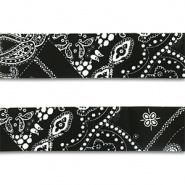 Bandana lint Paisley print Black-White, 3 meter aan 1 stuk