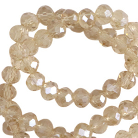 Top facet kraal 8x6mm Latte beige-pearl shine coating, 20 st.