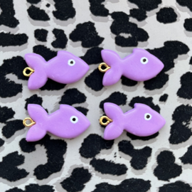 Bedels Round Fish Lavendel polymeer klei, 1 stuk