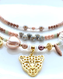 DIY pakket Leopard ketting, (3 kettingen)
