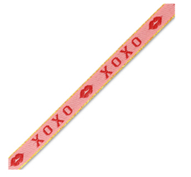 Lint met tekst "xoxo" Pink-red, 1 meter