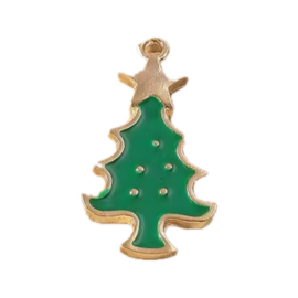 Bedels Xmas tree Goud-groen (nikkelvrij), 1 stuk