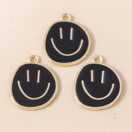 Bedels  metaal Smiley Black-Goud, 1 stuk