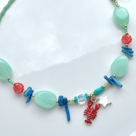 Inspiratie Turquoise-Rood ketting