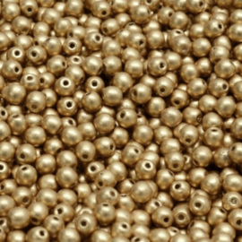 Round druck beads 3mm Mat gold, 10 gram