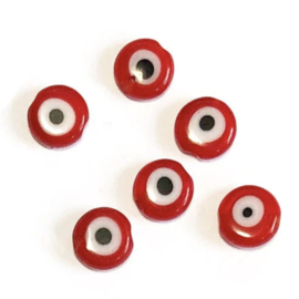 6 mm Evil Eye glaskralen Rood, per stuk