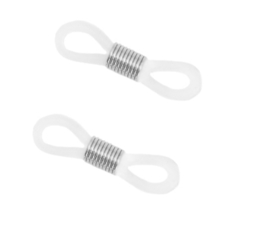 Brillenkoord eindjes Wit-Zilver, 2 stuks