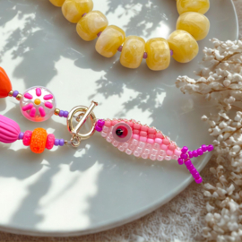DIY pakket statement ketting + optie kralenvisje I don't like Pink