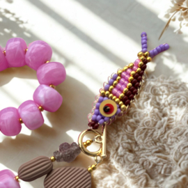 DIY pakket statement ketting Lilac Taupe + optie kralenvisje