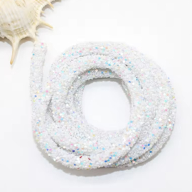 Rubber met glitter AB White, 50 cm