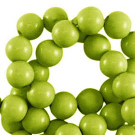 10 mm acryl kralen shiny Olive green, c.a. 100 stuks