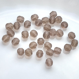 Fire polish 6mm Matte Smoky Topaz, 10 gram c.a. 35 st