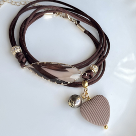 DIY pakket wikkel armband Taupe-Bruin