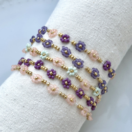 DIY box Fleurs 11/0, Sweet pastels  (Goud of Zilver), c.a. 27 armbandjes