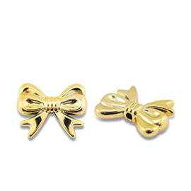 Acryl kralen strik Gold metallic, per stuk